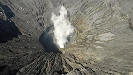 stunning aerial video from the mouth of mt bromo volcano, east java, indonesia