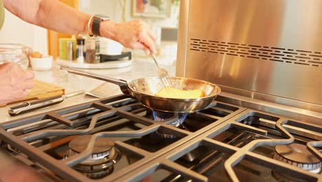 cooking toast on a gas stove