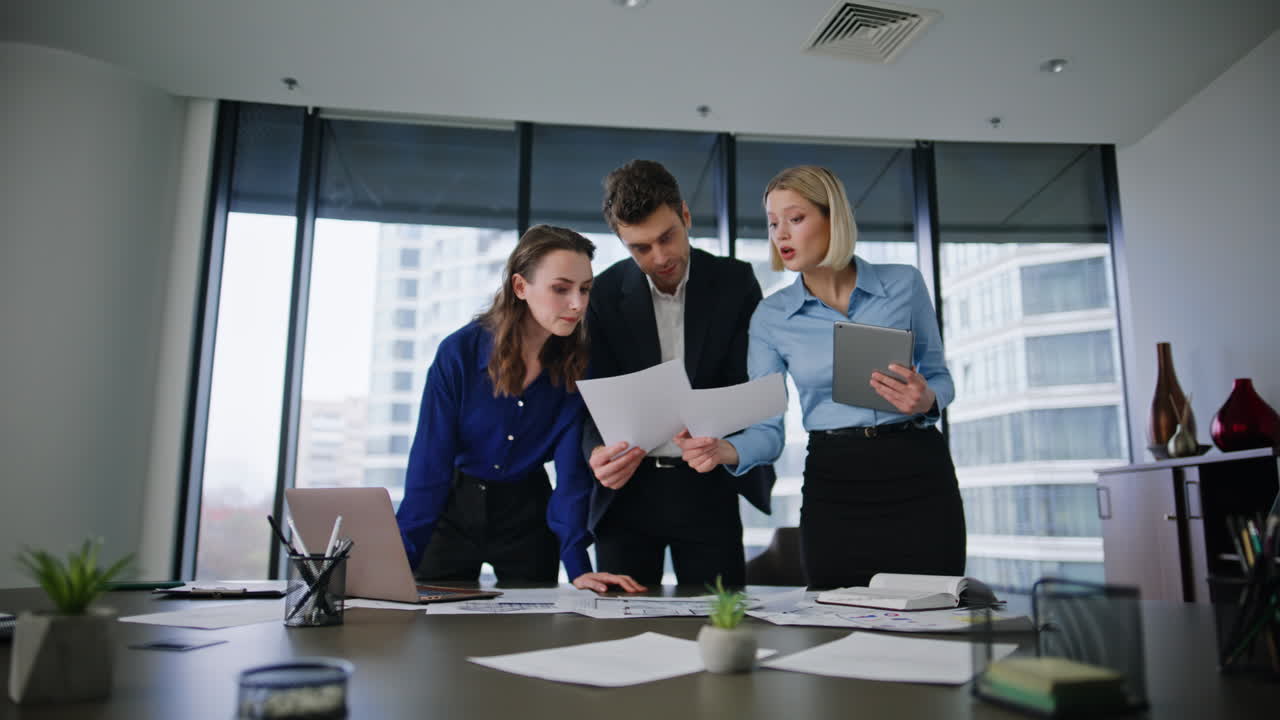 Business team collaborating in an office environment
