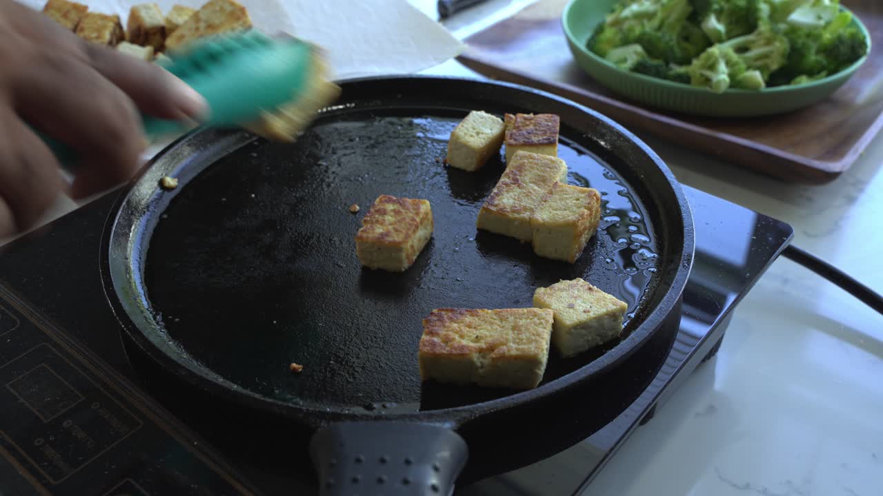 Cooking Tofu in a Frying Pan