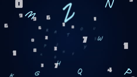 animation of numbers and letters changing on dark blue background