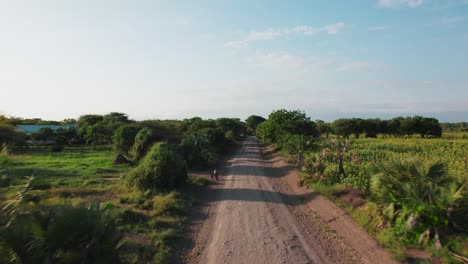 Paisaje-De-Las-Granjas-Y-La-Carretera-En-El-Pueblo-De-Chemka