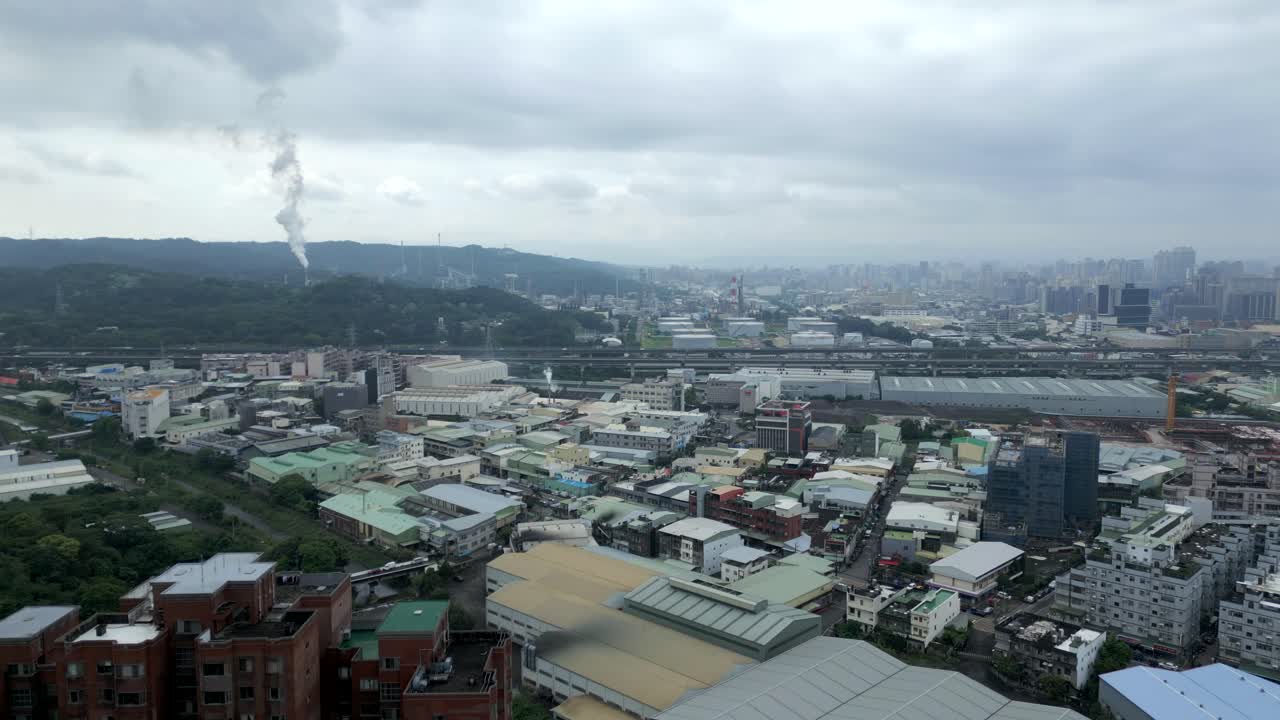 Birds eye view over the Luzhu District of Taoyuan City in Taiwan.