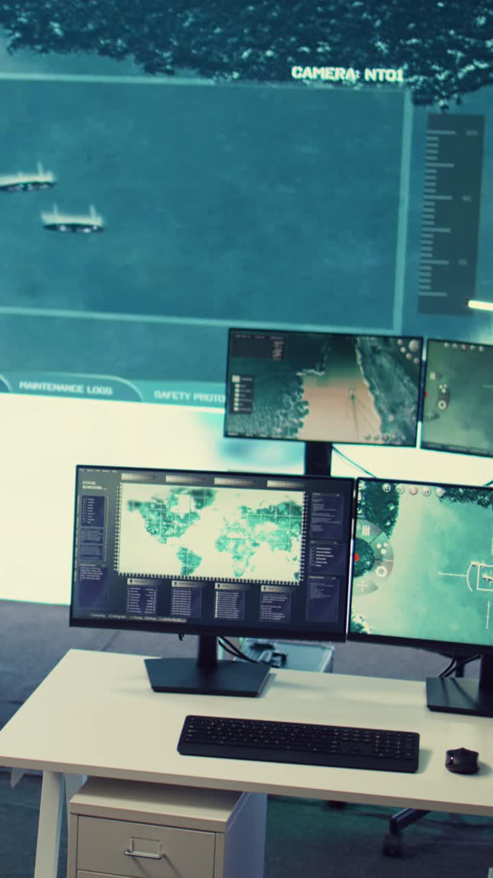 Diversi monitor di computer che mostrano dati in una sala di controllo