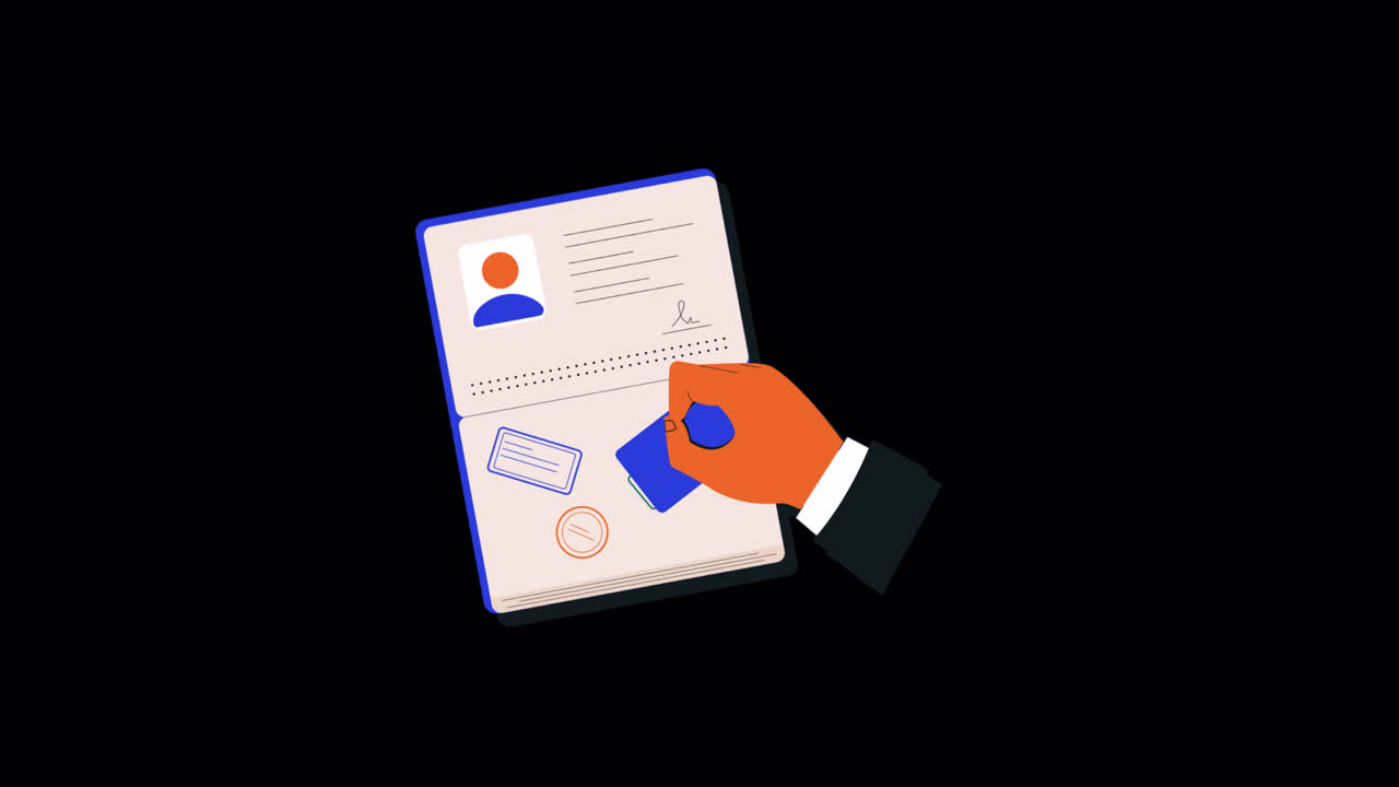 Animated Passport with Hand Stamping Visas