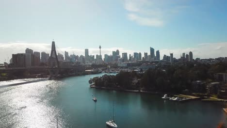 lovely sydney - australia i started the drone in suburb glebe and i saw this beautiful picture of sydney - anzac bridge