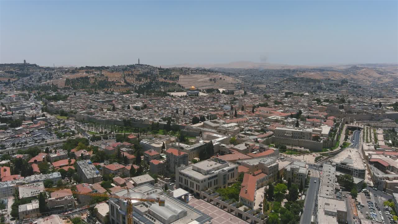 ciudad vieja de jerusalén y mezquita de oro, vista aérea