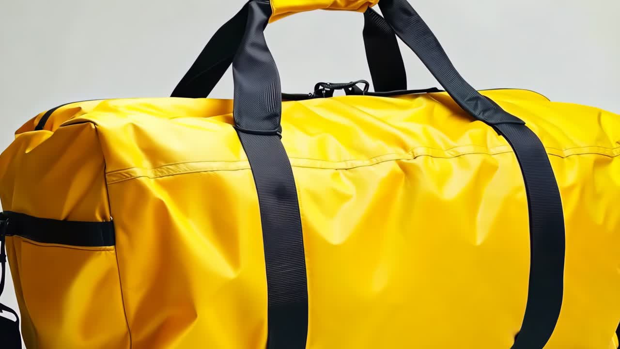 색 배경에 검은색 을 가진 노란색 다펠 가방