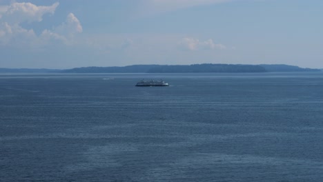ferryboat crossing elliott bay, seattle, washington.