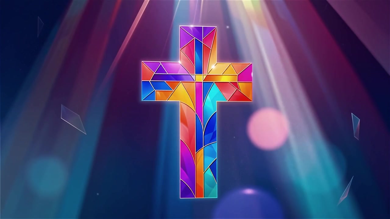 Cruz Cristiana con Luz Celestial, Fondo para Adoración.