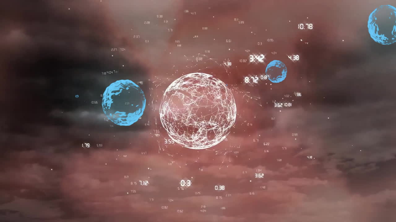 전 세계에 걸쳐 연결과 데이터 처리의 애니메이션