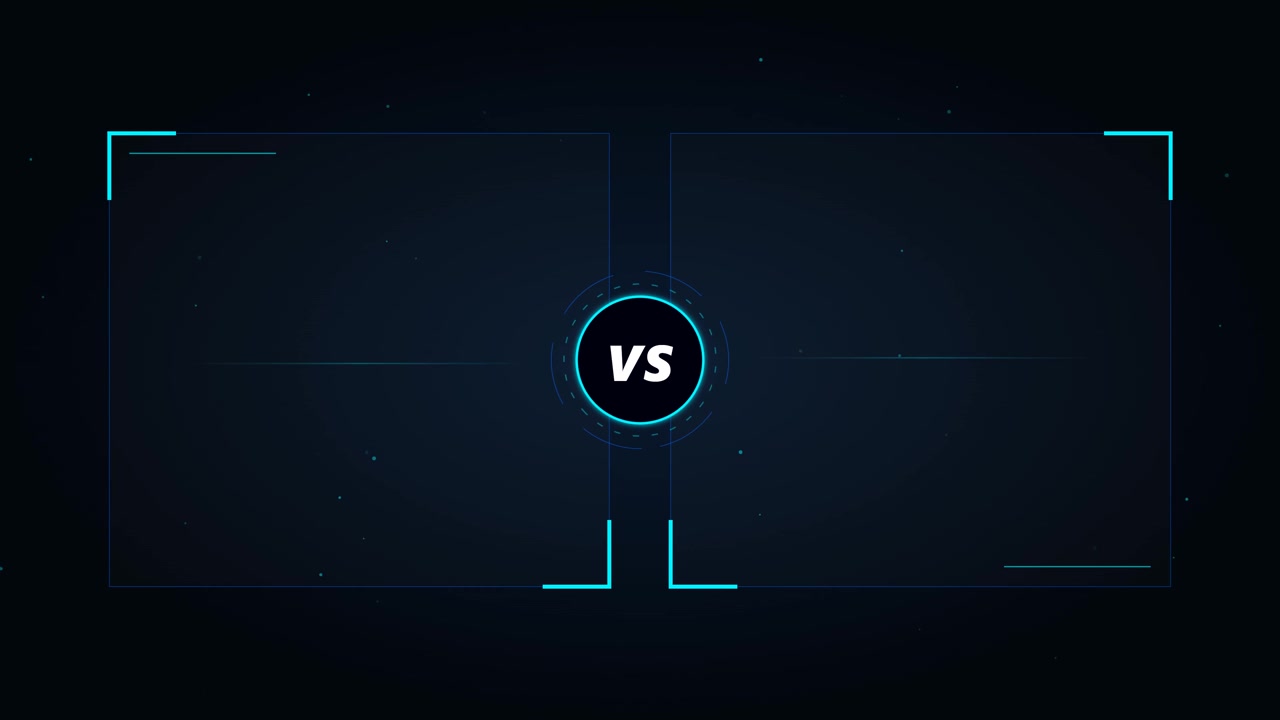 Modello di schermata Versus con elementi HUD blu luminosi