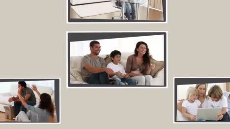 montage of joyful families having fun