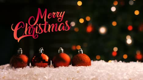 animation of merry christmas text over christmas decoration