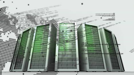 animación del procesamiento de datos digitales a través de servidores informáticos