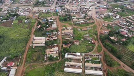 city scape-drone view: loitokitok town in kenya a small village in the south of kenya amboseli area slopes of mount kilimanjaro
