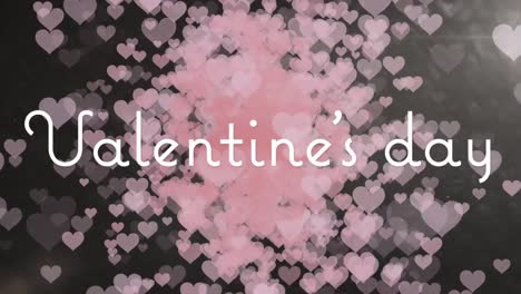 Animation-of-Valentine's-Day-written-in-white-letters-and-pink-hearts-in-background