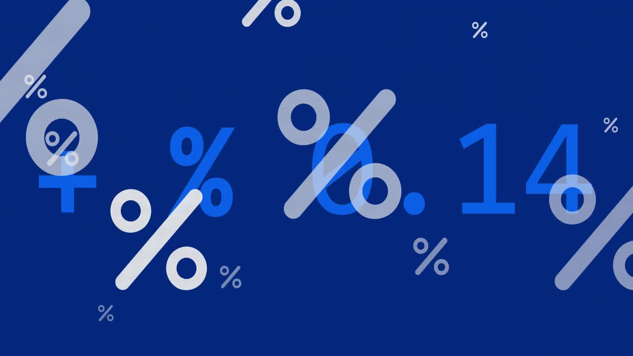 animación del procesamiento de datos financieros sobre un fondo azul