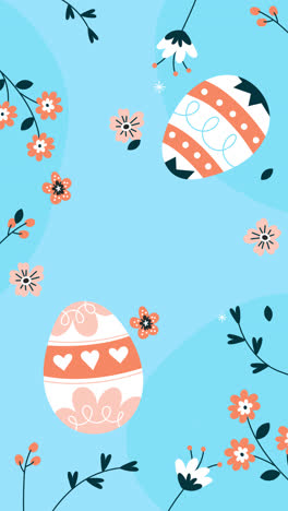 huevos de pascua y flores de fondo