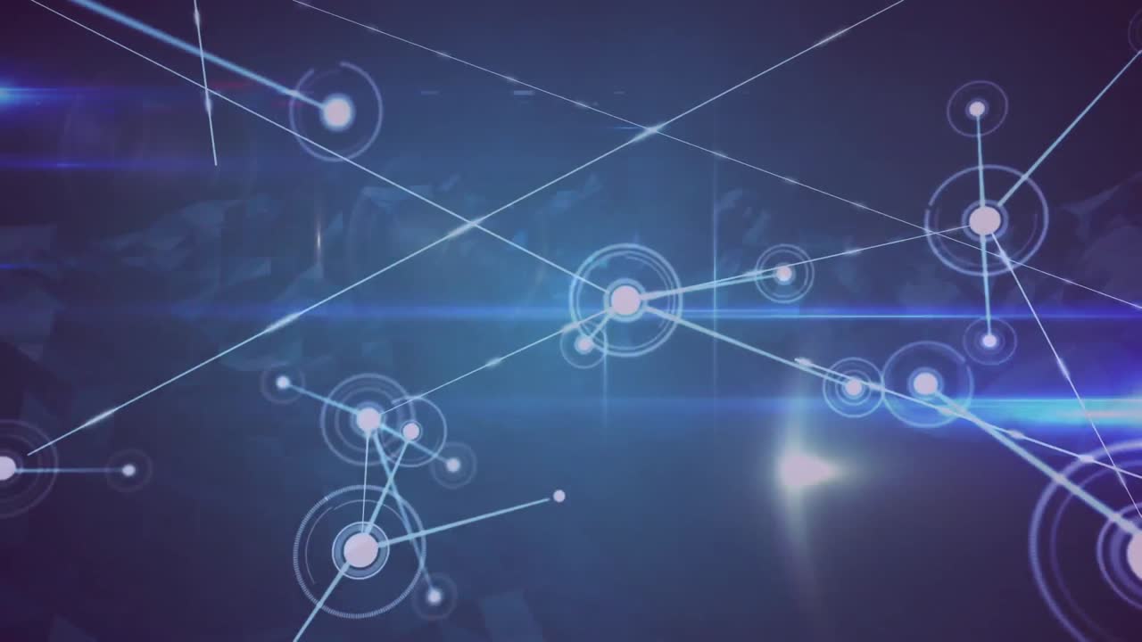 animación de redes de conexiones sobre montañas giratorias