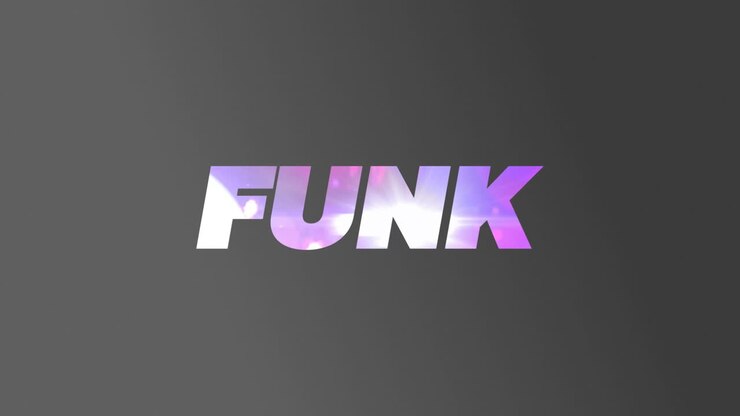 Animation of funk text over grey background