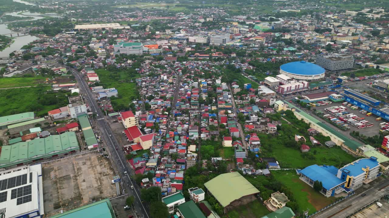 Residential Neighbourhood Along Maharlika Highway And Roxas Avenue In Naga City, Camarines Sur, Philippines. Aerial Drone Shot