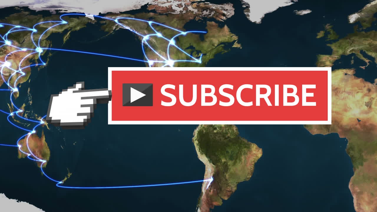 Subscribe button with a pointing hand for social media