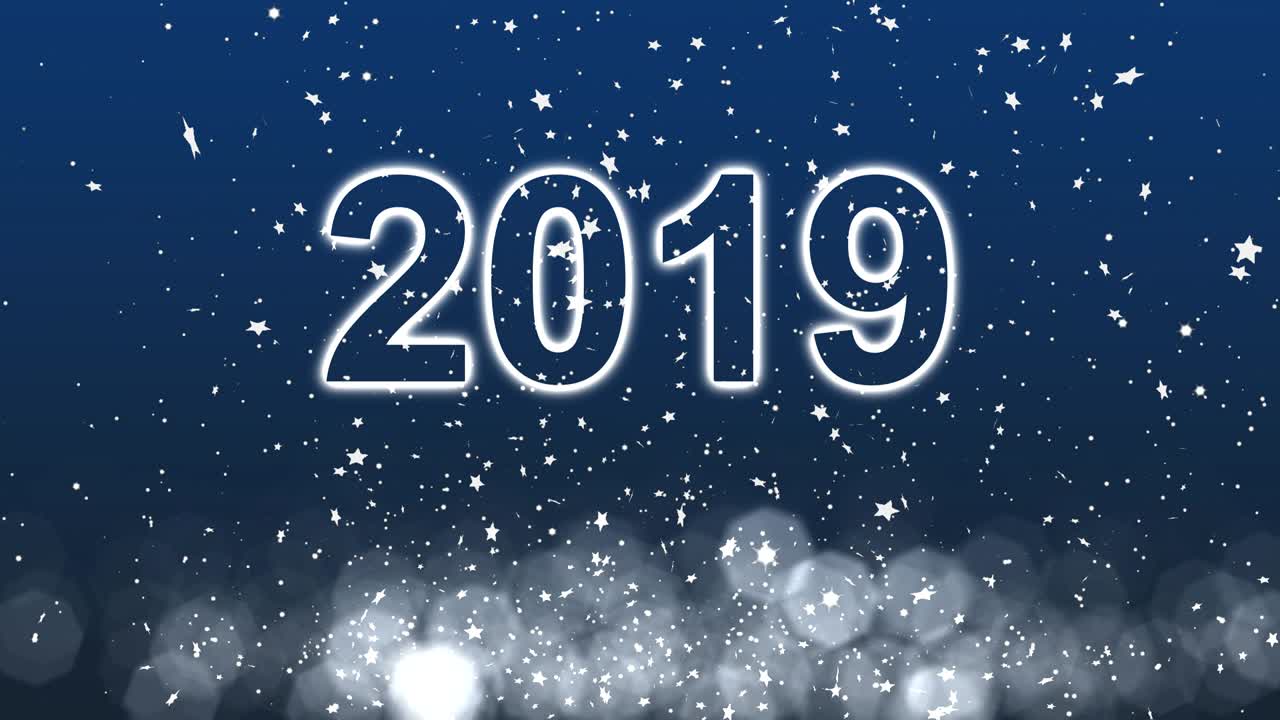 스노우플레이크와 함께 새해 배경, 2019