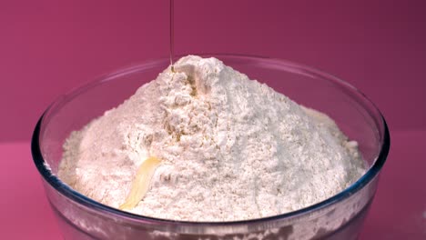 mixing flour and oil for baking