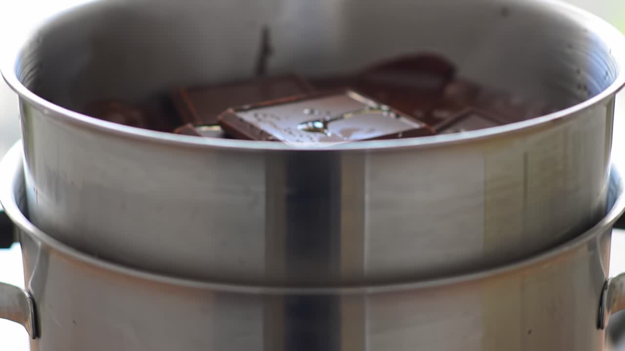 Melting Chocolate in a Double Boiler for Baking and Dessert Preparation