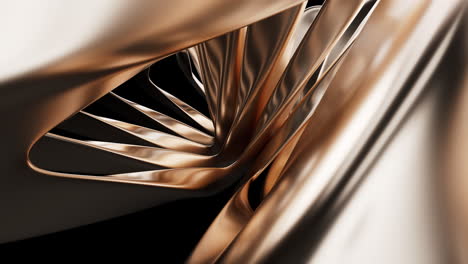 metallic golden curve geometry background, 3d rendering.