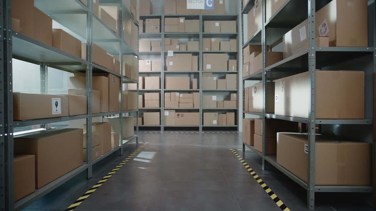 almacenamiento en almacén de cajas de cartón