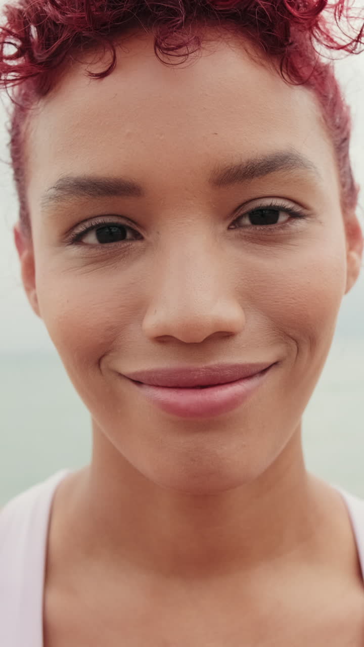 Fit Redhead Smiles On The Beach