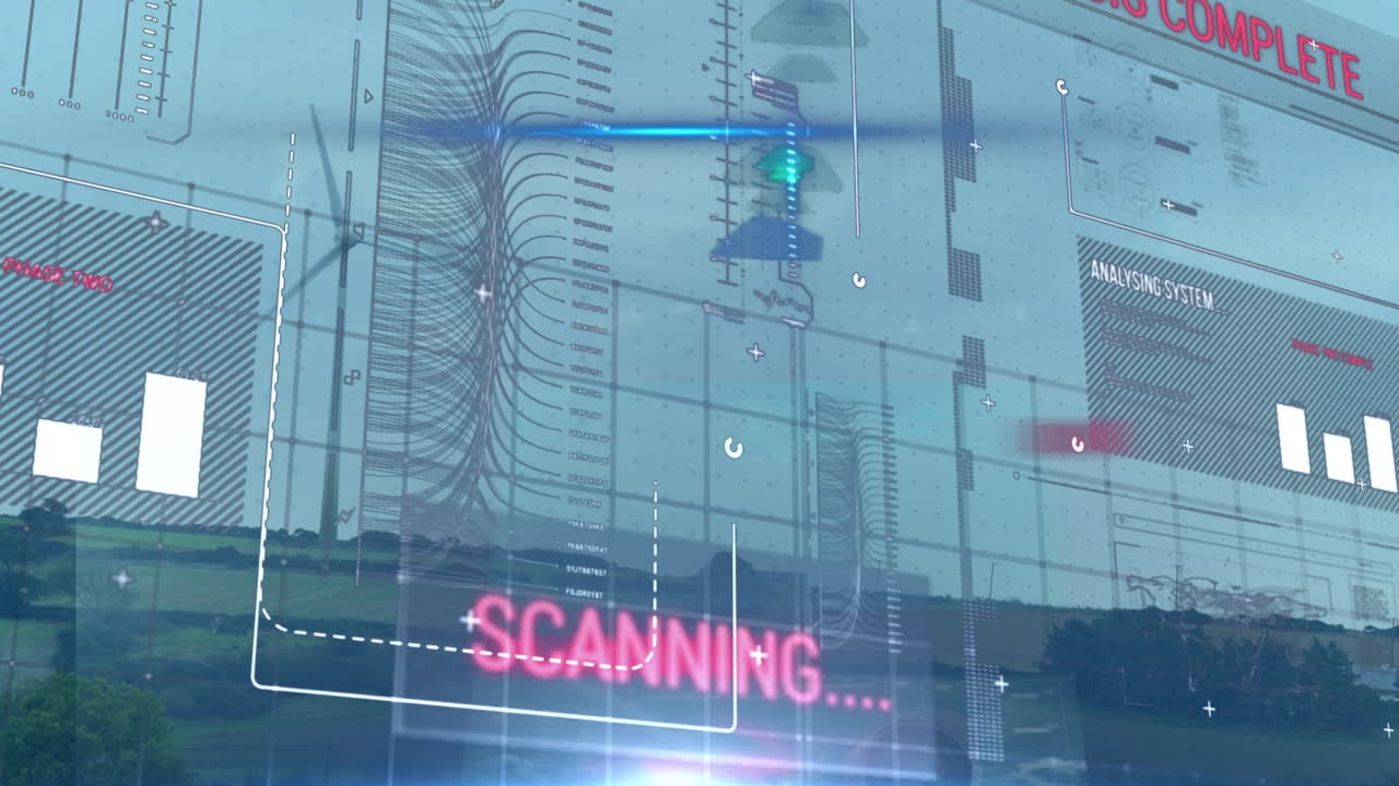 풍력 터빈에서 데이터 처리의 애니메이션