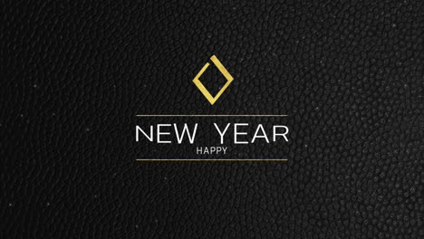 feliz año nuevo con líneas doradas y diamantes en patrón negro