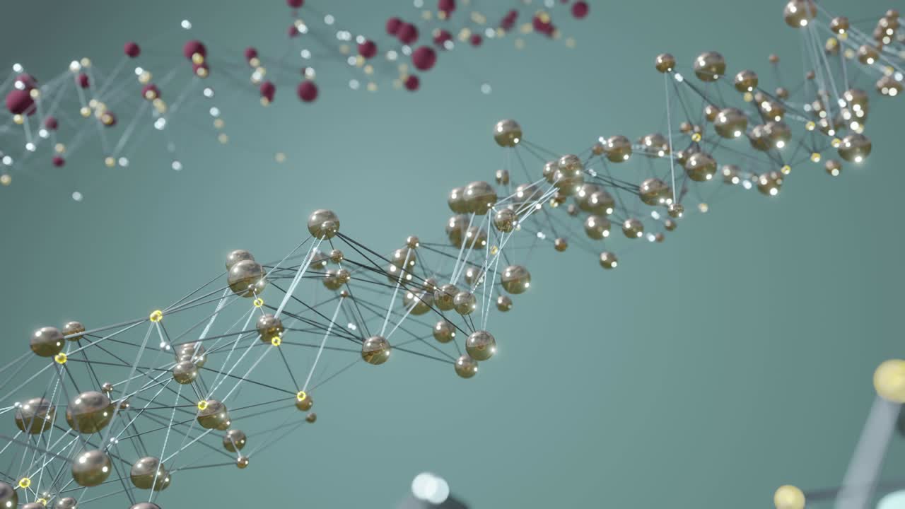 플렉서스 스타일의 과학과 미래의 기술 배경은 어떤 종류의 분자 또는 자유로운 움직임으로 회전하는 dna 부분을 가지고 있습니다.
