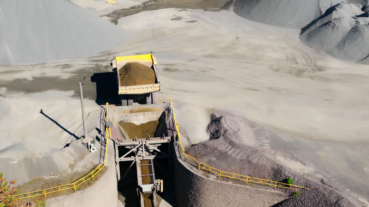 Quarry Operation With Heavy Machinery For Processing Materials At Martin Marietta - Jones Mill Quarry In Arkansas, USA. Aerial Shot