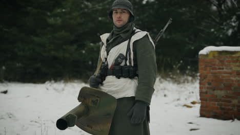 wwii german soldier in winter uniform