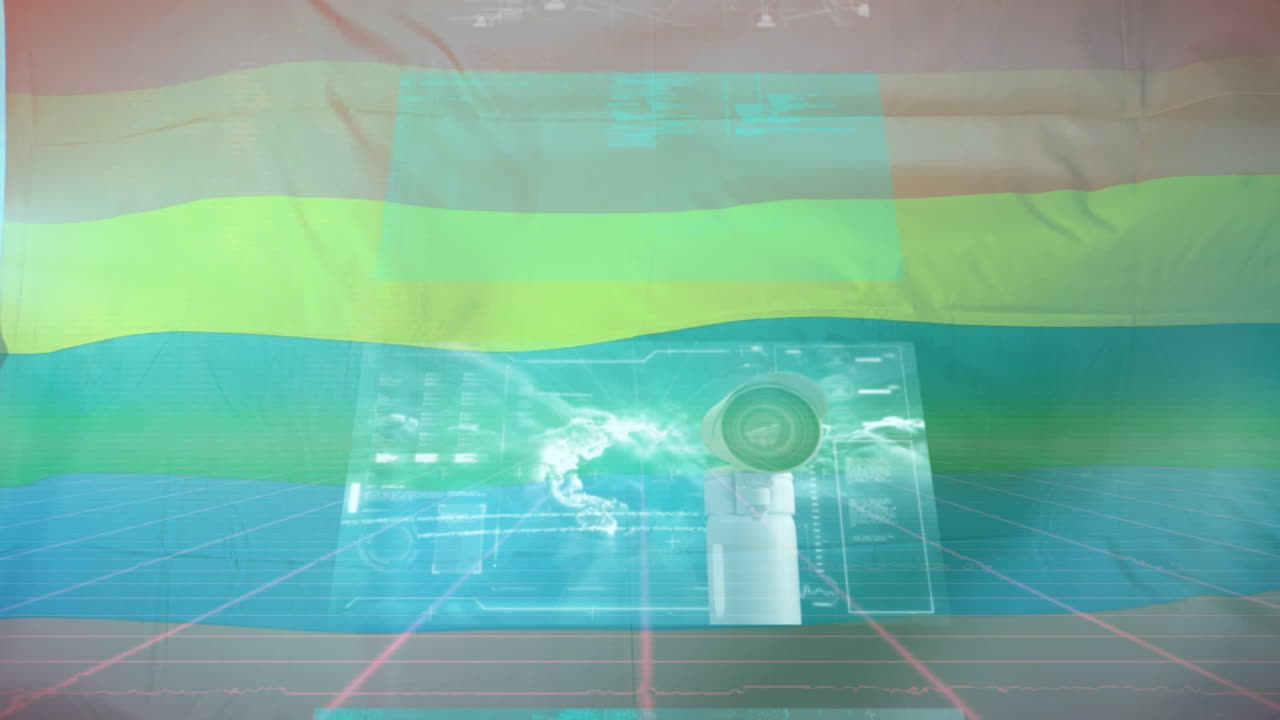 animación de la bandera del arco iris sobre el procesamiento de datos