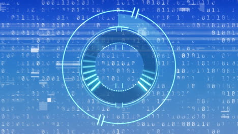 animación del escaneo del alcance sobre codificación binaria en fondo azul