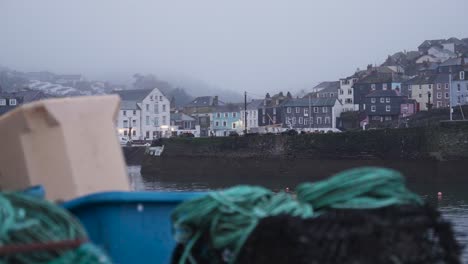 Mevagissey-Harbour-waterfront-on-a-typical-overcast-day-in-Cornwall,-England,-UK