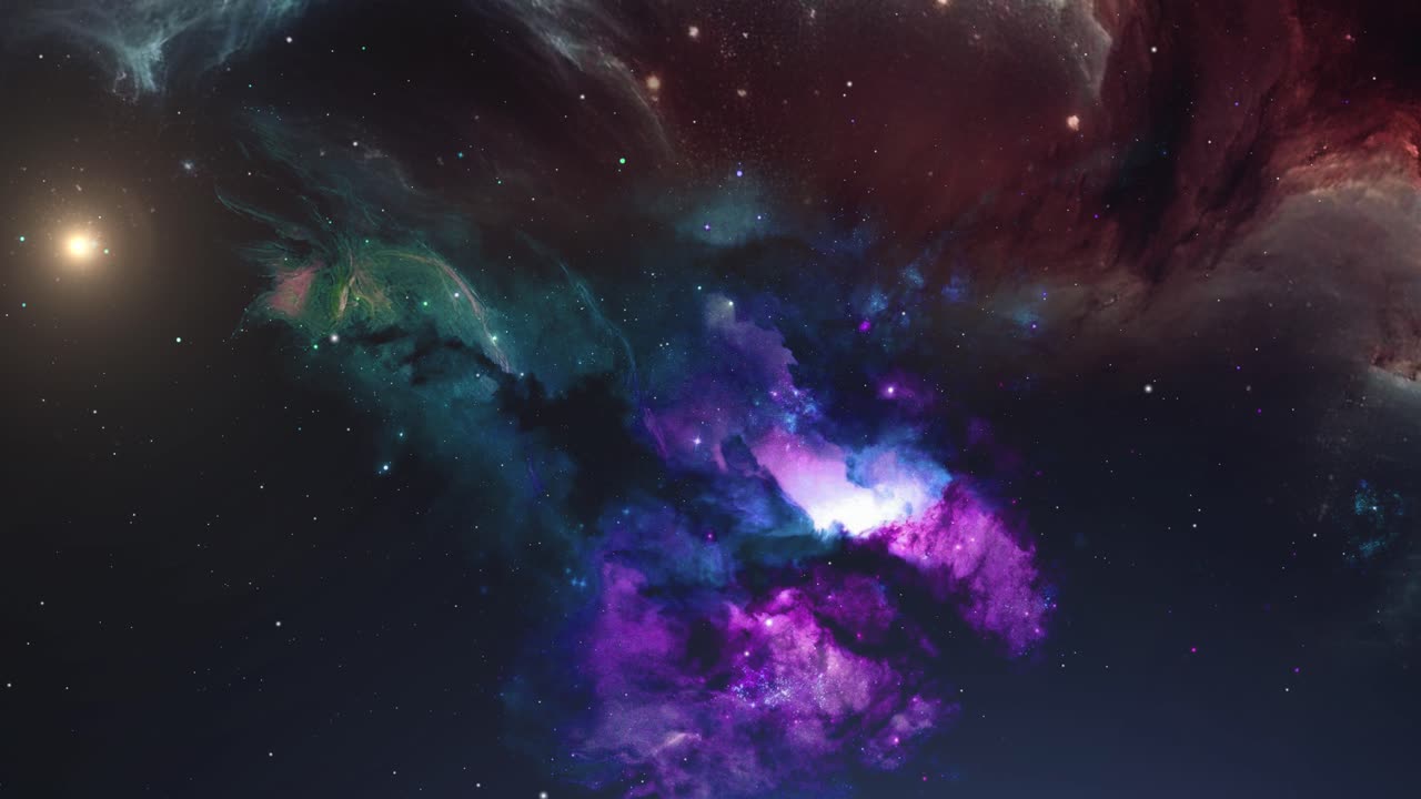 animation of Deep space nebula with stars