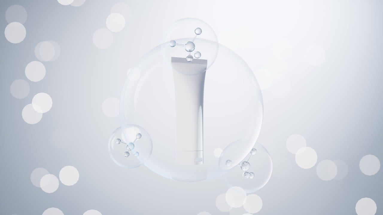 푸른 배경의 피부 관리 병, 3d 렌더링