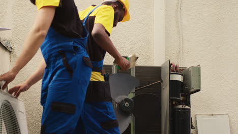 technicians teamworking on hvac system