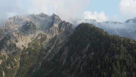 drone aerial view of the italian apls in valchiavenna mountains