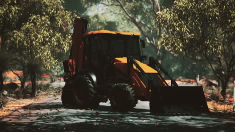 tractor de excavadora en el bosque