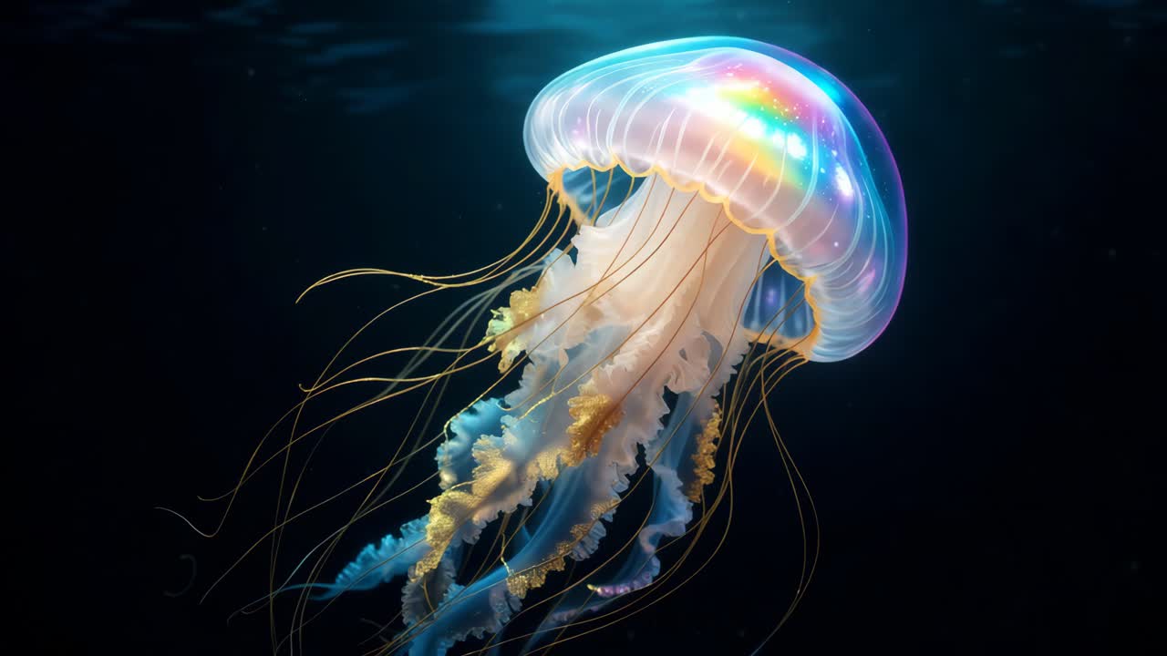 Rainbow Jellyfish in Underwater Environment