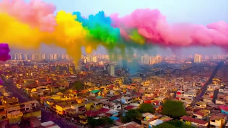 colorful festival in a city