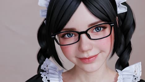 cute anime maid girl with glasses
