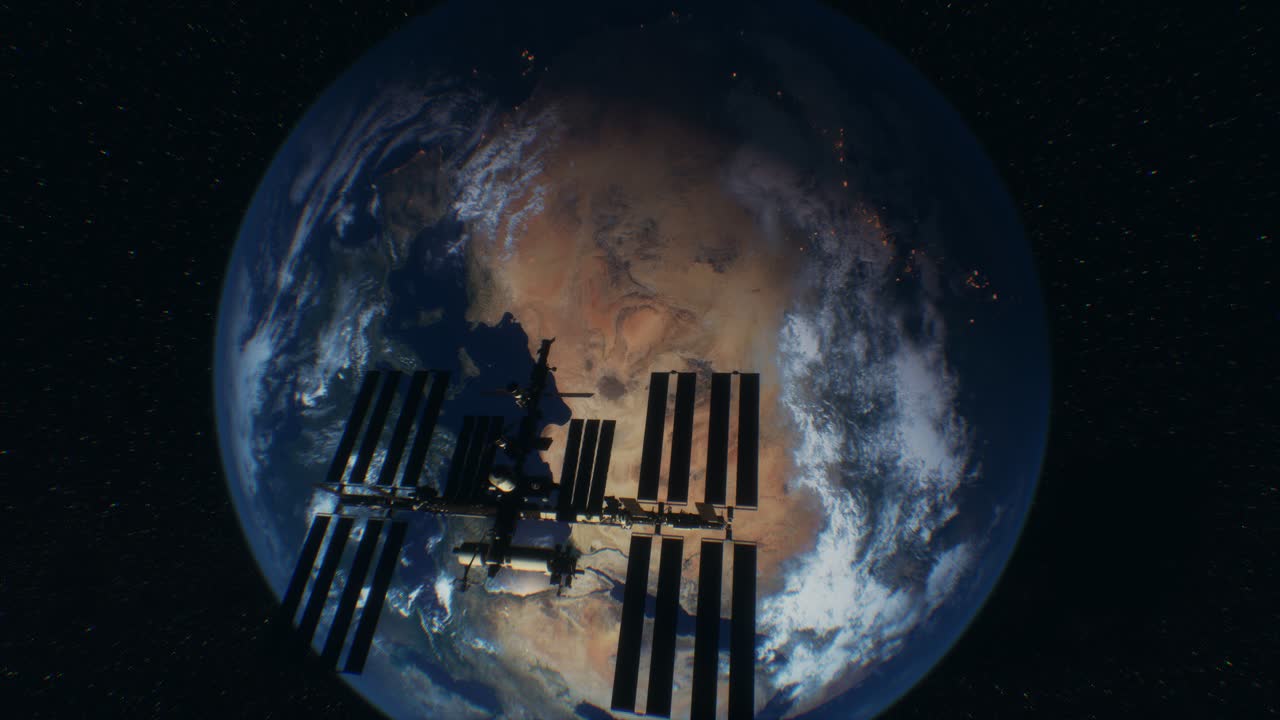 International Space Station in outer space over the planet Earth orbit